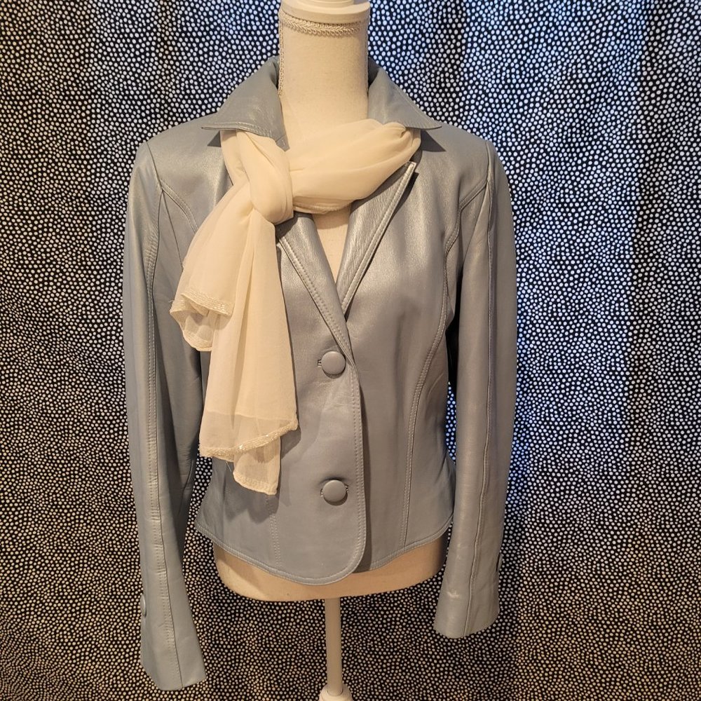 AUSTIN  REED leather jacket size 12  & free scarf - Picture 12 of 13